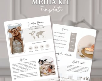 Beige Influencer Media Kit Template | Canva Editable (Digital Download)
