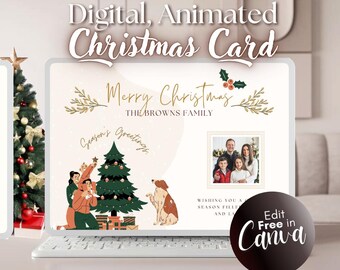 Animated Christmas Card Template: Editable Digital Holiday Greetings (Canva)