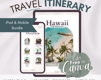 Sjabloon reisroute Hawaï: reisplanner voor mobiel en iPad (digitaal)