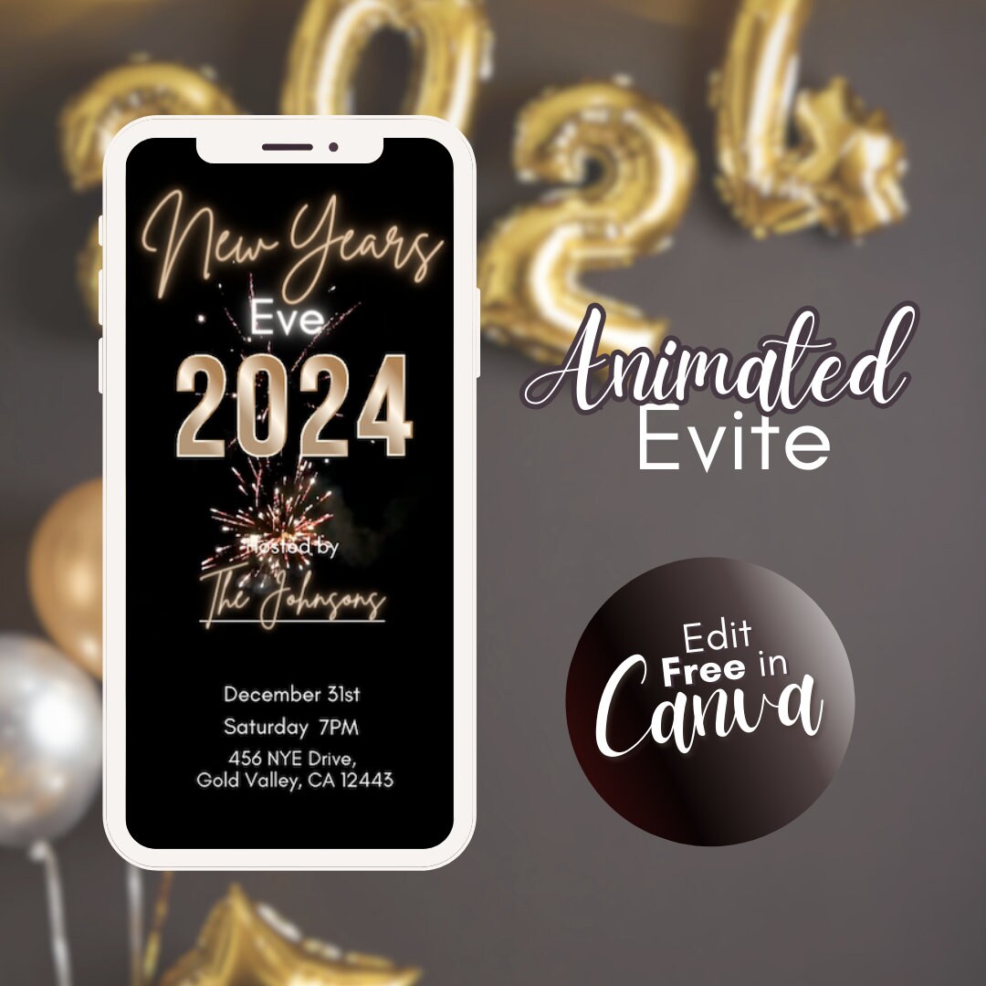 New Years Eve Party Invite Template | NYE Video Invitation | New Years ...