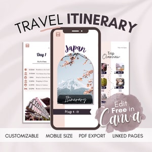 Travel Itinerary Template | Japan Itinerary | Travel Planner | Travel Agent | Mobile Itinerary | Travel Marketing | Trip plan | Itinerary