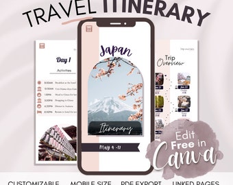 Japan Travel Itinerary Template: Mobile Trip Planner (Instant Download)