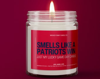 Smells Like A Patriots Win Candle | New England Patriots Candle | Sunday Funday Football Candle | Game Day Decor | Patriots Gift for Mom