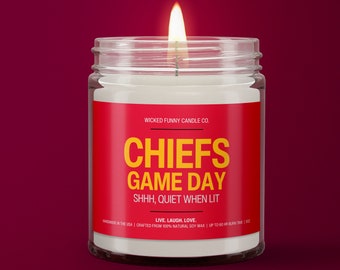 Shhh, Quiet Chiefs Game Day Candle | Kansas City Chiefs Candle | Game Day Decor | Funny Chiefs Gift | Smells Like Chiefs Win | Chiefs Fan