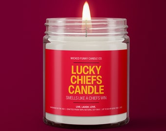 Lucky Chiefs Candle | Kansas City Chiefs Candle | Game Day Decor | Funny Chiefs Gift | Smells Like Chiefs Win | Gift for Dad | Gift for Mom