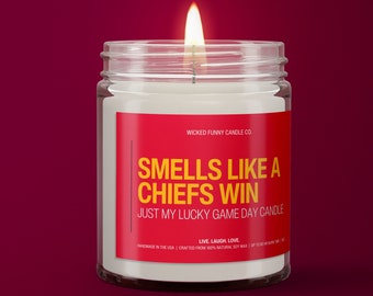 Smells Like A Chiefs Win Candle | Kansas City Chiefs Candle | Sunday Funday Football Candle | Game Day Decor | Chiefs Gift for Mom