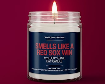 Smells Like a Red Sox Win Candle | Boston Red Sox Baseball Candle | Game Day Decor | Funny Red Sox Gift For Him | Lucky Red Sox Candle