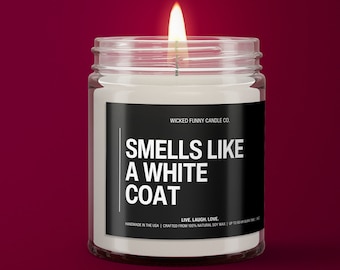 Smells Like A White Coat Candle | Minimal Med Student Gift | Doctor In Training Gift | Match Day Gift | Scented Candle Hand Poured 9 Oz