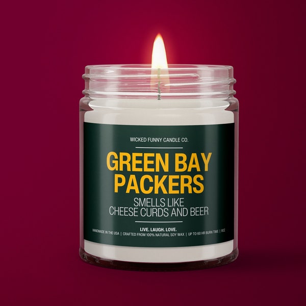 Packers Smells Like Cheese Curds and Beer | Green Bay Packers Funny Candle | Game Day Decor | Sunday Funday Candle | Packers Gift Idea