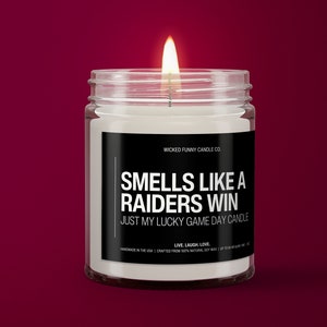 Smells Like A Raiders Win Candle | Las Vegas Raiders Candle | Sunday Funday Football Candle | Game Day Decor | Raiders Gift for Mom