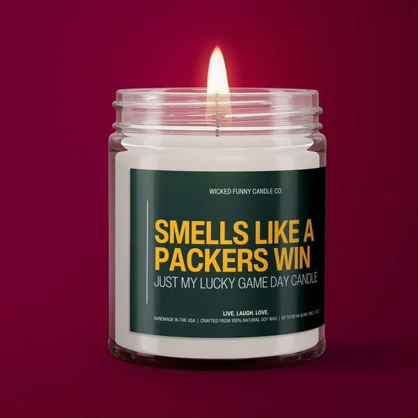 Smells Like A Packers Win Candle | Green Bay Packers Candle | Sunday Funday Football Candle | Game Day Decor | Packers Gift for Mom