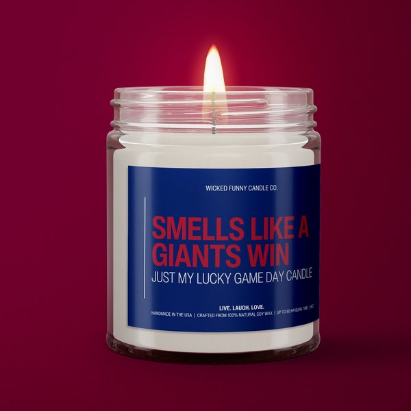 Smells Like A Giants Win Candle | New York Giants Candle | Sunday Funday Football Candle | Game Day Decor | Giants Gift for Mom