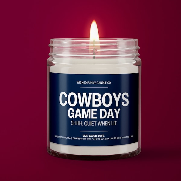 Shhh, Quiet Cowboys Game Day Candle | Dallas Cowboys Candle | Game Day Decor | Funny Cowboys Gift | Smells Like Cowboys Win | Cowboys Fan