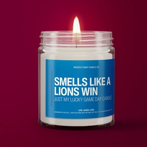 Smells Like A Lions Win Candle | Detroit Lions Candle | Sunday Funday Football Candle | Game Day Decor | Lions Gift for Mom
