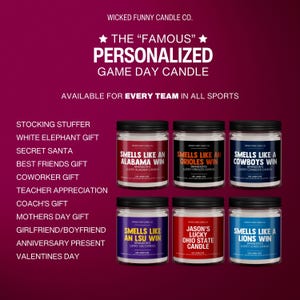 the famous personalized game day candle