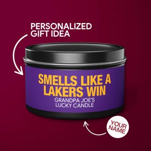 Personalized Smells Like a Lakers Win Candle Custom Los Angeles Lakers Gift for Lakers Fan Lucky Game Day Basketball Candle Game Decor Tin