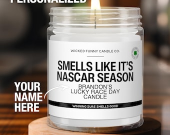Personalized NASCAR Gift Smells Like It's NASCAR Season Candle NASCAR Gift for Fan Race Day Decor Funny Nascar Fan Gift
