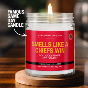 Smells Like a Chiefs Win Candle | Kansas City Chiefs Candle | Game Day Decor | Funny Chiefs Fan Gift | Lucky Chiefs Candle Unique
