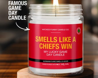 Smells Like a Chiefs Win Candle | Kansas City Chiefs Candle | Game Day Decor | Funny Chiefs Fan Gift | Lucky Chiefs Candle Unique