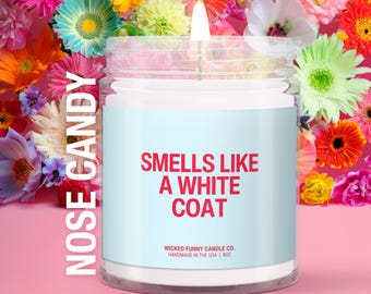 Smells Like A White Coat Candle | Doctor In Training Gift | Minimal Med Student Gift | Scented Candle Hand Poured 9 Oz | Match Day Gift