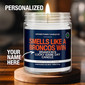 Personalized Lucky Broncos Candle Custom Denver Broncos Gift for Broncos Fan Lucky Game Day Football Candle Gifts for Mom Game Day Decor