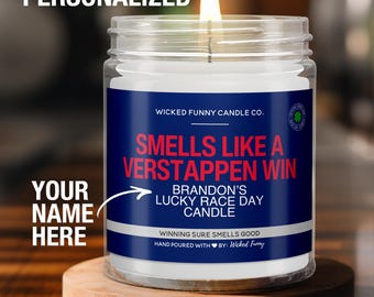 Personalized Max Verstappen F1 Racing Gift Smells Like A Max Verstappen Win Candle Formula 1 Gift for Max Verstappen Fan Funny F1 Race Decor