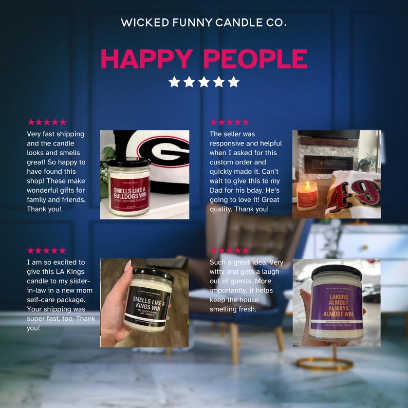 a page from a candle ad with images of candles