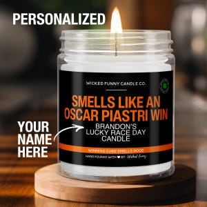 Personalized Oscar Piastri F1 Racing Gift Smells Like A Oscar Piastri Win Candle Formula 1 Gift for Oscar Piastri Fan Funny F1 RaceDecor
