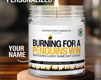 Personalized Burning for a Penguins Win Candle Custom Pittsburgh Penguins Gift for Penguins Fan Lucky Game Day Hockey Candle Game Day Decor