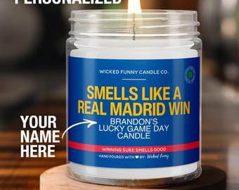 Personalized Real Madrid Gift Smells Like A Real Madrid Win Candle Soccer Gift for Real Madrid Fan Real Madrid Game Day Decor for Dad