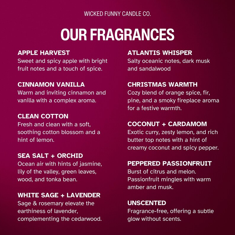 a list of different types of ingredients on a purple background