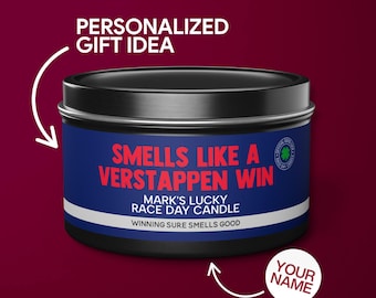 Personalized Max Verstappen F1 Racing Gift Smells Like A Max Verstappen Win Candle Formula 1 Gift for Max Verstappen Fan Funny Decor Tin