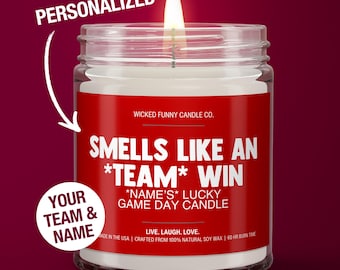 Personalized Smells Like a Win Candle | Personalized Team Name | Gift for Sports Fan | Sports Themed Gift | Custom Sports Team Candle Gift