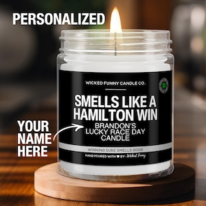 Personalized Lewis Hamilton F1 Racing Gift Smells Like A Lewis Hamilton Win Candle Formula 1 Gift for Lewis Hamilton Fan Funny F1 Race Decor