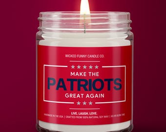 MAGA New England Patriots Gift Trump Patriots Candle Patriots Decor for Republican Funny Donald Trump Patriots Merch Game Day Decor Gift for