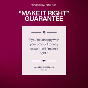 a poster with a quote on it that says make it right guarantee