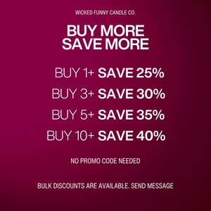a pink background with the words buy more save more