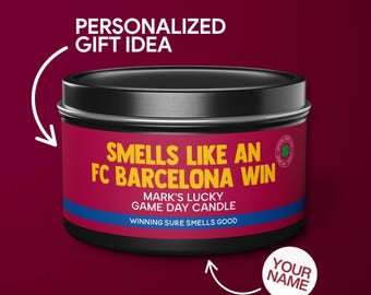 Personalized Barcelona Gift Smells Like A Barcelona Win Candle Soccer Gift for Barcelona Fan Barcelona Game Day Decor for Dad Tin