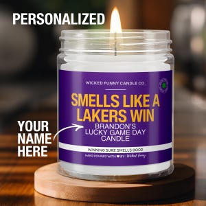 Personalized Smells Like a Lakers Win Candle Custom Los Angeles Lakers Gift for Lakers Fan Lucky Game Day Basketball Candle Game Day Decor