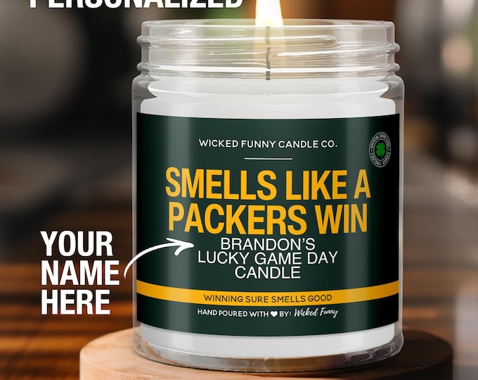 Personalized Lucky Packers Candle Custom Green Bay Packers Gift for Packers Fan Lucky Game Day Football Candle Gifts for Mom Game Day Decor