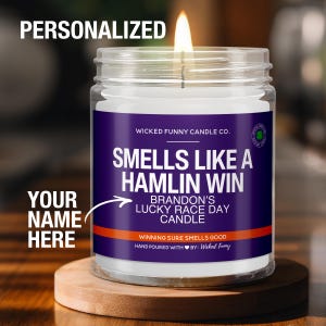 Personalized Denny Hamlin NASCAR Gift Smells Like A Denny Hamlin Win Candle NASCAR Gift for Denny Hamlin Fan Funny Nascar Fan Gift