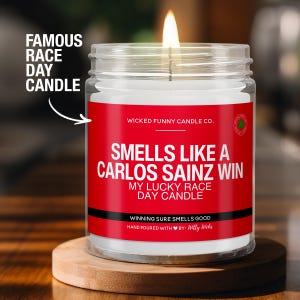 Smells Like a Carlos Sainz Win Candle | Carlos Sainz F1 Candle | Formula One Race Day Decor | Funny Carlos Sainz Fan Gift Lucky Candle