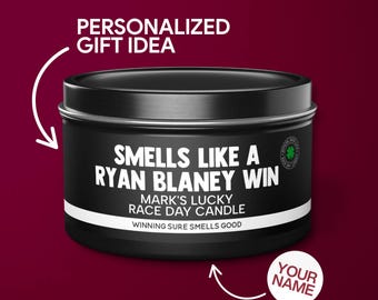 Personalized Ryan Blaney NASCAR Gift Smells Like A Ryan Blaney Win Candle NASCAR Gift for Ryan Blaney Fan Funny Nascar Fan Gift Tin