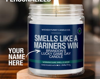 Personalized Smells Like a Mariners Win Candle Custom Seattle Mariners Gift for Mariners Fan Lucky Game Day Baseball Candle Game Day Decor