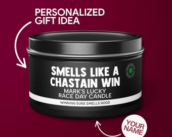 Personalized Ross Chastain Gift Smells Like A Ross Chastain Win Candle NASCAR Gift for Ross Chastain Fan Funny Nascar Fan Gift Tin