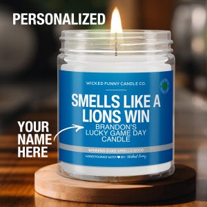 Personalized Lucky Lions Candle Custom Detroit Lions Gift for Lions Fan Lucky Game Day Football Candle Gifts for Mom Game Day Decor