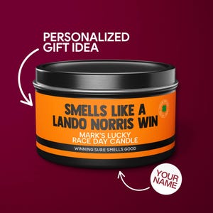 Personalized Lando Norris F1 Racing Gift Smells Like A Lando Norris Win Candle Formula 1 Gift for Lando Norris Fan Funny F1 Race Decor Tin