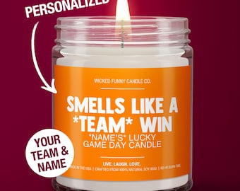 Personalized Smells Like a Win Candle | Personalized Team Name | Gift for Sports Fan | Sports Themed Gift | Custom Sports Team Candle Gift