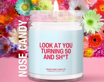 Look At You Turning 50 And Sh*t | 1975 Birthday Gift | 50th Birthday Candle Gift | Best Friend Birthday Gift | Fifty Birthday | 50th Bday