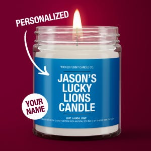 Personalized Lucky Lions Candle Custom Detroit Lions Gift for Lions Fan Lucky Game Day Candle Gifts for Mom Lucky Candle
